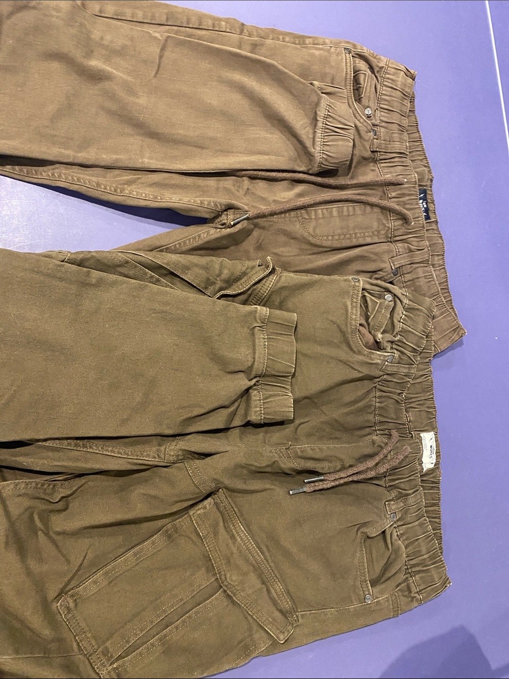 Men's Brown Cargo Chinos with Elastic Waist